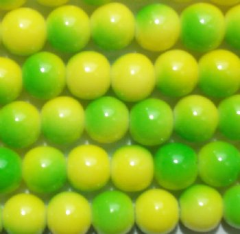 48 8mm Round Neon Two Tone Green & Yellow Chinese Crystal Beads