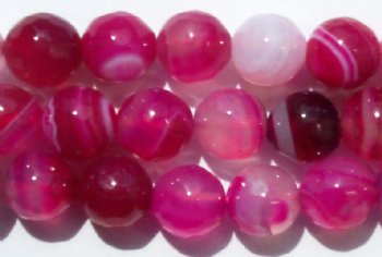 8 inch strand 8mm Faceted Dyed Pink Agate Beads