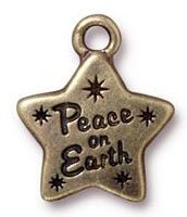 1 18.7x15mm TierraCast Brass Oxide Peace On Earth Star Pendant