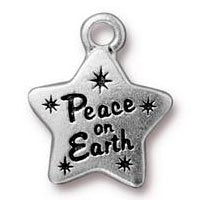 1 18.7x15mm TierraCast Antique Silver Peace On Earth Star Pendant