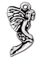 1 21x10.5mm TierraCast Antique Silver Leaf Fairy Pendant
