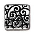 1 9.5x9.5mm TierraCast Flat Antique Silver Square Bead with Scroll Design