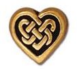 1 8.75x9.5mm TierraCast Flat Antique Gold Endless Knot Heart Bead