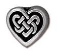 1 8.75x9.5mm TierraCast Flat Antique Silver Endless Knot Heart Bead