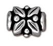 1 8x6mm TierraCast Antique Silver Leaf Bead