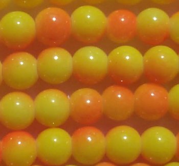 66 6mm Round Two Tone Neon Yellow & Orange Chinese Crystal Beads