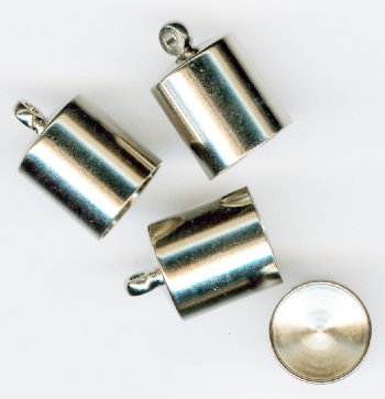 4 11.5x10mm Nickel Glue On End Caps With Loop