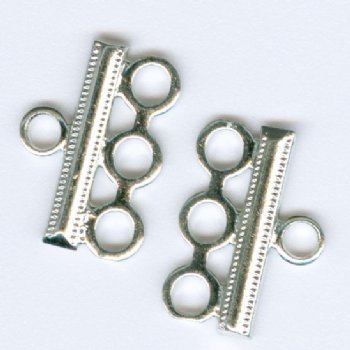 1 Set of 14x10mm Rhodium 3-to-1 End Connectors