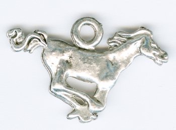 1 28x16mm Antique Silver Galloping Horse Pendant