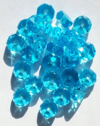 25 4x8mm Faceted Aqua Rondelle Beads