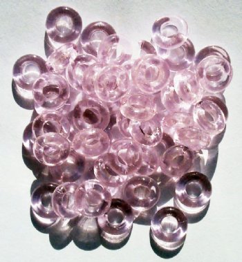 50 3x9mm Transparent Pink Ring Beads