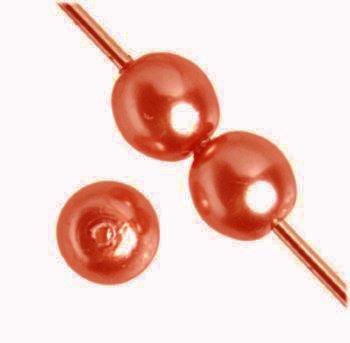 16 inch strand of 8mm Round Orange Glass Pearl Beads