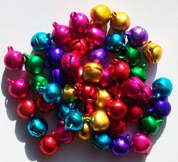 50 10mm Jewel Tone Aluminum Jingle Bells