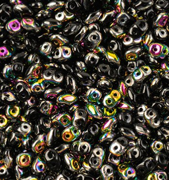 DUO28101 - 10 Grams Jet Vitrail 2.5x5mm Superduo Beads