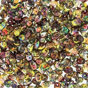 DUO-95400 - 10 Grams Magic Yellow & Brown 2.5x5mm Superduo Beads