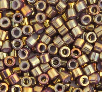 DB-1010 5.2 Grams of 11/0 Metallic Bronze Gold Green AB Delica Beads