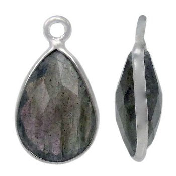 1 14x8mm Faceted Labradorite and Sterling Silver Teardrop Pendant