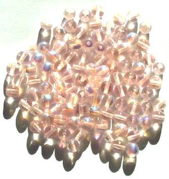 50 6mm Transparent Rosaline AB Round Glass Beads