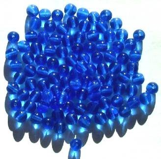 50 6mm Transparent Sapphire Round Glass Beads