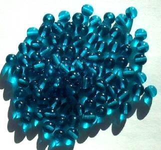 50 6mm Transparent Dark Aqua Round Glass Beads