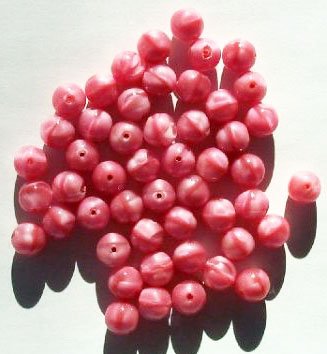 25 8mm Satin Pink Round Glass Beads