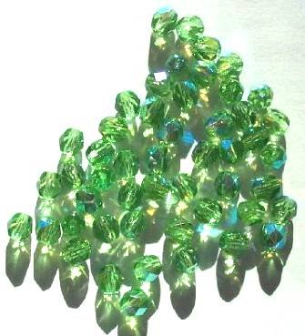 50 6mm Faceted Green AB Firepolish Beads