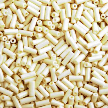 50g 10x4mm Opaque Bone Glass Wampum Beads