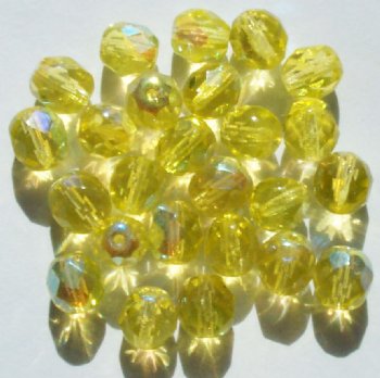 25 8mm Faceted Transparent Jonquil AB Beads