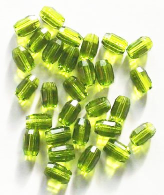 30 10x7mm Olivine Faceted Oval Beads