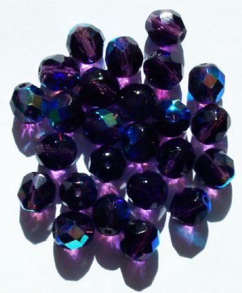 25 8mm Faceted Transparent Tanzanite AB Beads