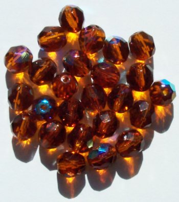 25 8mm Faceted Transparent Topaz AB Beads