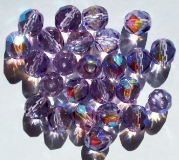 25 8mm Faceted Transparent Violet AB Beads
