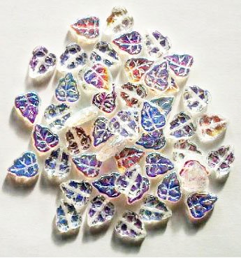 50 10x8mm Transparent Crystal AB Leaf Beads