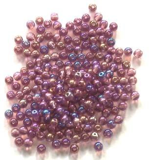100 4mm Lustre Amethyst AB Round Glass Beads
