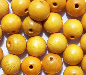 50 12mm Yellow Round Wood Beads