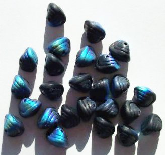 25 8mm Matte Black AB Shell Beads