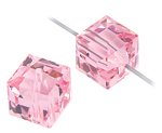 2 8mm Light Rose Swarovski Cube Beads