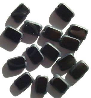 15 12mm Black Rectangle Window Beads