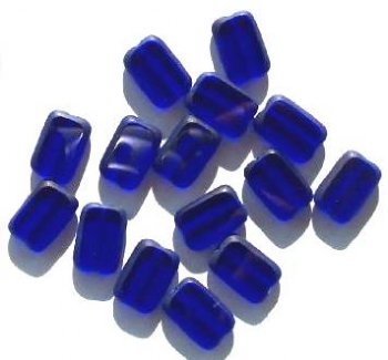 15 12mm Transparent Cobalt Rectangle Window Beads