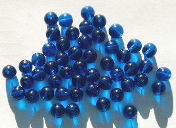 25 8mm Round Transparent Capri Blue Glass Beads