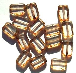 15 12mm Transparent Clear w/ Speckled Edges Rectangle Window Beads