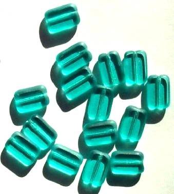 15 12mm Transparent Turquoise Rectangle Window Beads