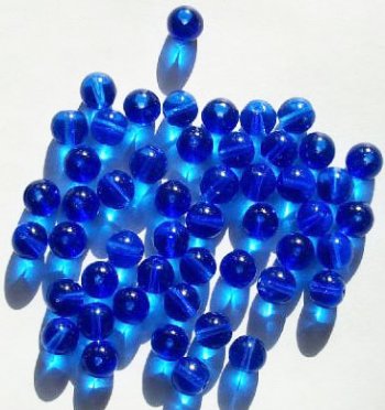 25 8mm Round Transparent Sapphire Glass Beads
