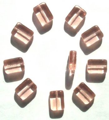 10 16x12x6mm Rosaline Pink Brick Glass Beads