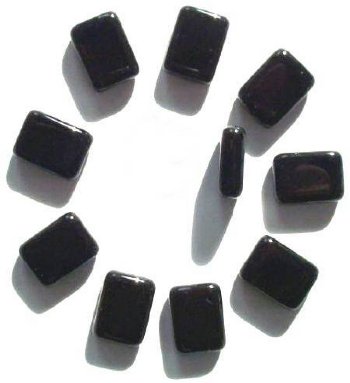 10 20x15x7mm Black Brick Glass Beads