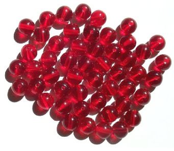 25 8mm Round Transparent Red Glass Beads