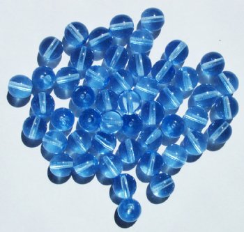 25 8mm Transparent Light Sapphire Round Glass Beads
