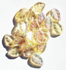 25 14mm Light Topaz AB Leaf Beads