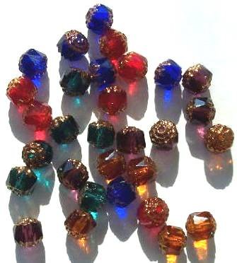 Cathedral 30 8mm Triangle Faceted Gold Tipped with Coated Ends - Mix Pack