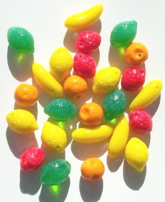 25 14mm Fruit Salad Glass Bead Mix